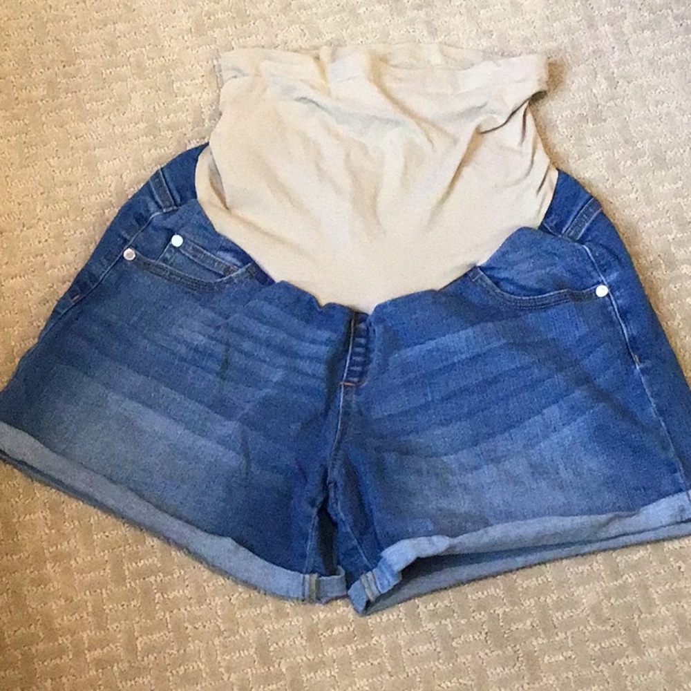 Indigo Blue Denim Maternity Jean Shorts